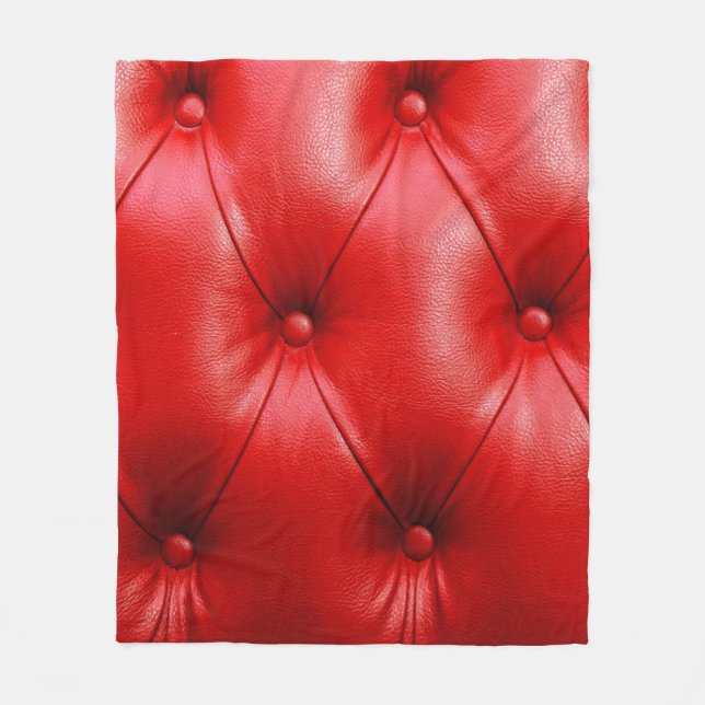 Couverture Polaire Coussin rouge texture cuir (Devant)