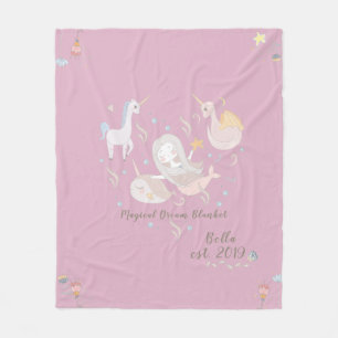 Couverture Polaire Coutume rêveuse magique de licorne de dragon de