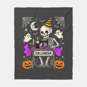 Couverture Polaire Couture de squelette d'Halloween Citrouille fantôm