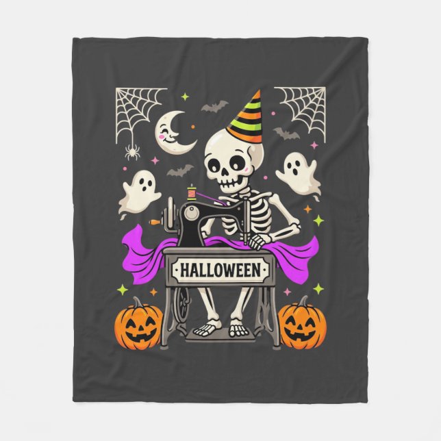 Couverture Polaire Couture de squelette d'Halloween Citrouille fantôm (Devant)