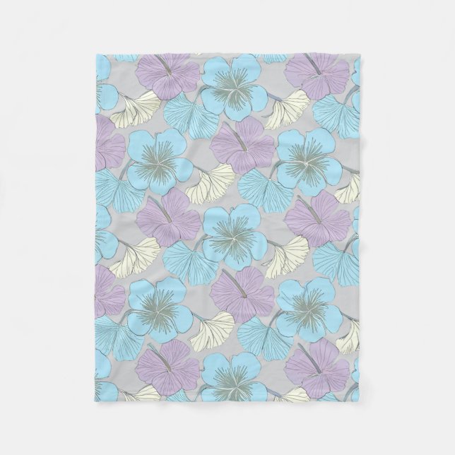 Couverture Polaire « Couverture en molleton fleuri pastel » (Devant)