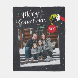 Couverture Polaire Couvre-lit de Noël avec photo de famille Grinch Me