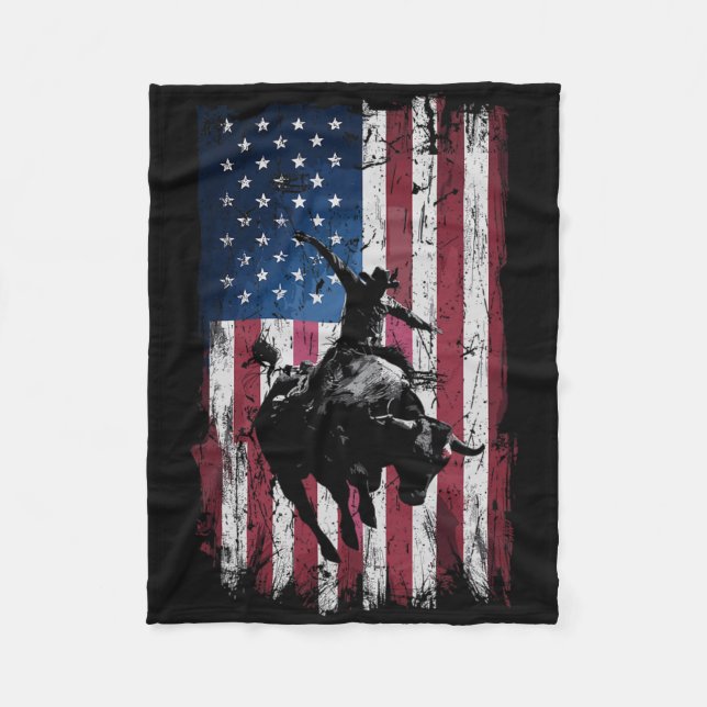 Couverture Polaire Cow-boy de Rodéo Drapeau Occidental Usa Cowboys  (Devant)