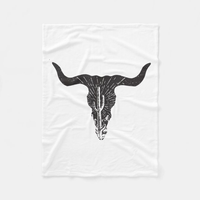 Couverture Polaire Cow Skull Desert Cactus Boho Longhorn South Wester (Devant)