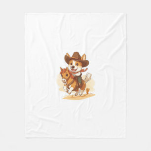 Couverture Polaire Cowboy Corgi - Western Rodeo Chien
