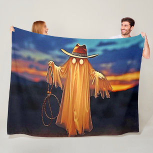 Couverture Polaire Cowboy Ghost au coucher du soleil
