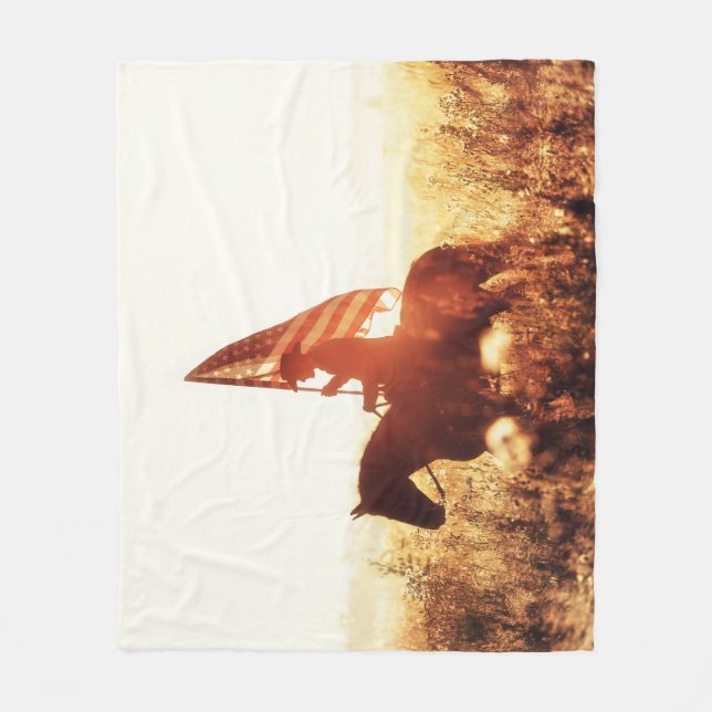 Couverture Polaire Cowboy Portrait USA Flag Thème. (Devant)