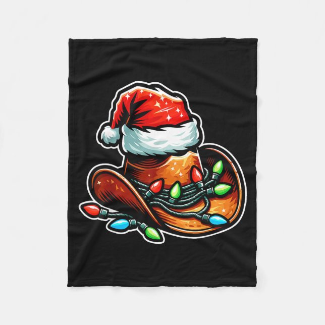 Couverture Polaire Cowboy Santa Hat Xmas Reindeer Rodeo Christmas In  (Devant)