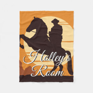 Couverture Polaire Cowboy Sur Cheval Au Coucher Du Soleil Personnalis