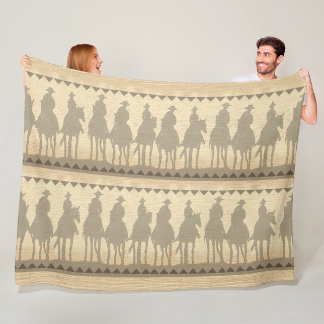 Couverture Polaire Cowboys western roundup fleece Throw Blanket 50x60 (En situation)