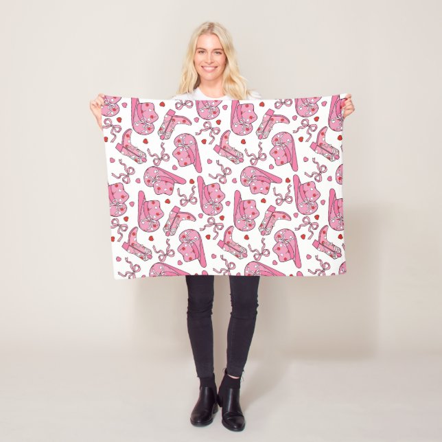 Couverture Polaire Cowgirl Coquette rose (En situation)