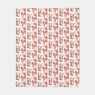 Couverture Polaire Cowgirl rose occidentale