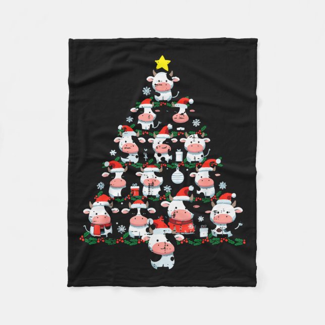 Couverture Polaire Cows Christmas Tree Xmas Farm Animal Toddler Boys  (Devant)