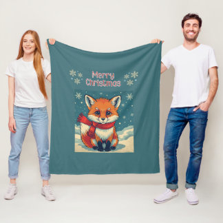 Couverture Polaire Cozy Christmas Fox Fleece Blanket