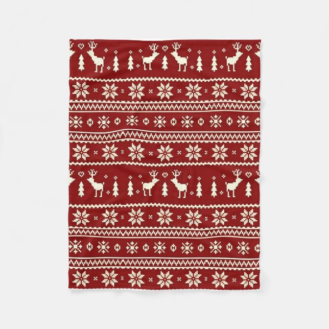 Couverture Polaire Cozy Christmas Knit Pattern Blanket (Devant)