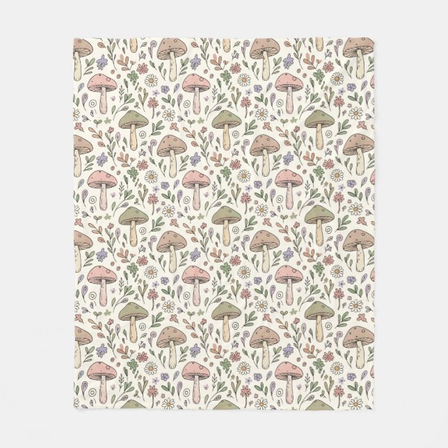 Couverture Polaire Cozy Pastel Cream Fungi Seamless Pattern Gift (Devant)