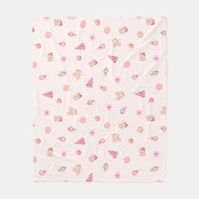 Couverture Polaire Cozy Pink Christmas Pattern (Devant)