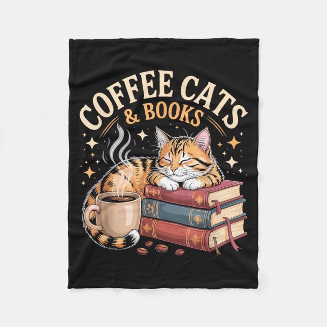 Couverture Polaire Cozy Reading Cat Coffee And Books Lover Artwork  (Devant)