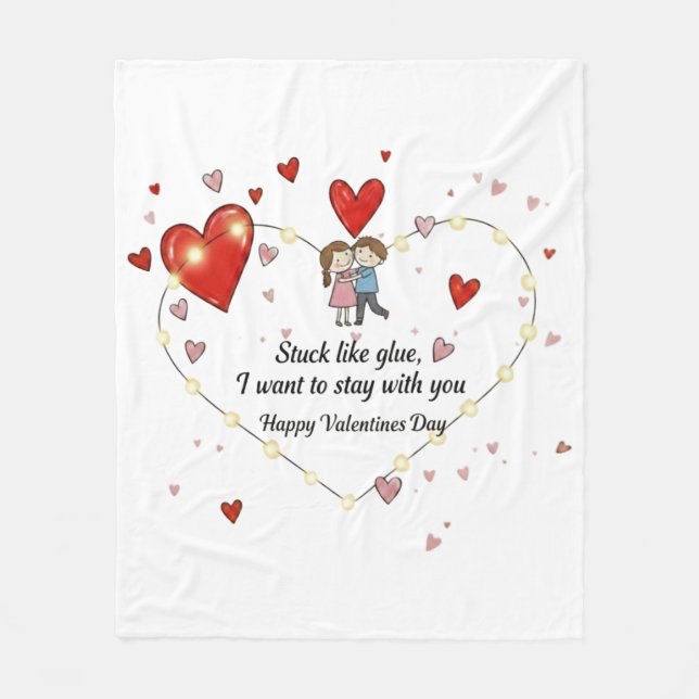 Couverture Polaire cozy togetherness personalized heart illustration (Devant)