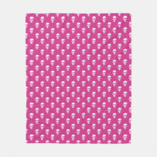 Couverture Polaire Crâne anatomique grungy À petits pois rose blanc