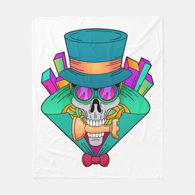 Couverture Polaire Crâne aux échecs avec pièce d'échecs Rook (Devant)