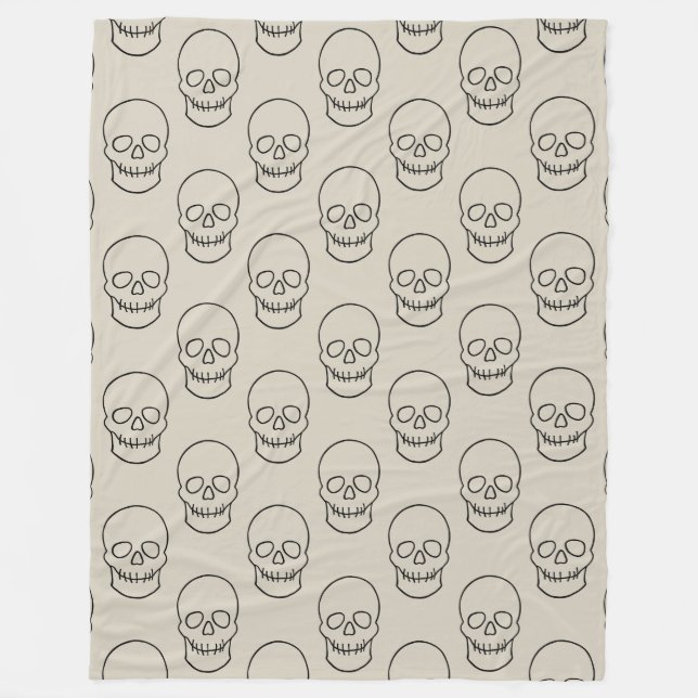 Couverture Polaire Crâne - Bone White et Bat Black (Devant)