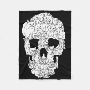 Couverture Polaire Crâne de chat Kitty Skeleton Halloween Goth Punk E