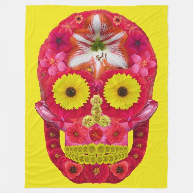 Couverture Polaire Crâne de fleurs 6 (Devant)