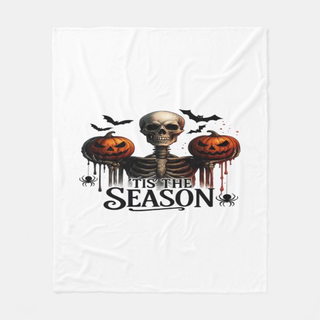 Couverture Polaire Crâne de squelette d'Halloween (Devant)