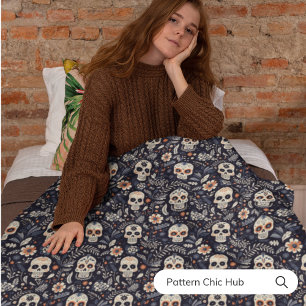 Couverture Polaire Crâne de sucre gothique Whimsical Vintage moderne