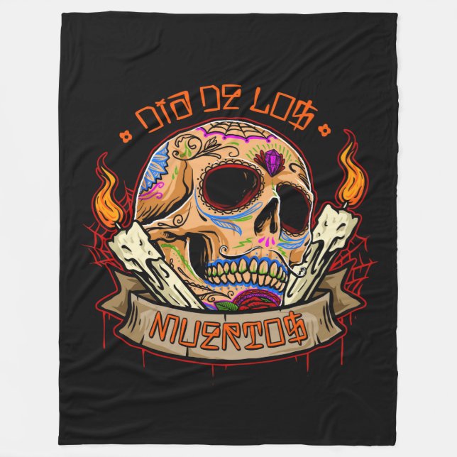 Couverture Polaire Crâne Día de Muertos (Devant)