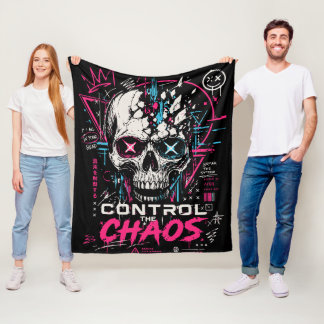 Couverture Polaire Crâne esthétique Chaos Néon A