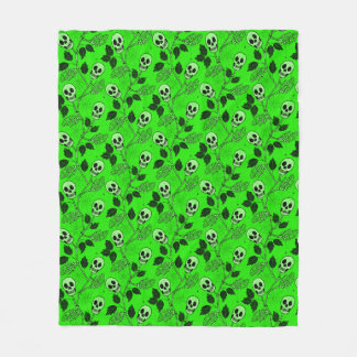 Couverture Polaire Crâne Floral Gothique Vert Néon