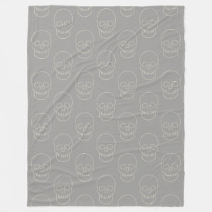 Couverture Polaire Crâne - Gris fantôme et Blanc osseux
