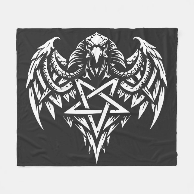 Couverture Polaire Crâne Pentagramme Tribal par BurnsInhell (Devant (Horizontal))