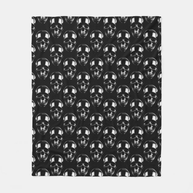 Couverture Polaire Crânes noirs tombés (Devant)