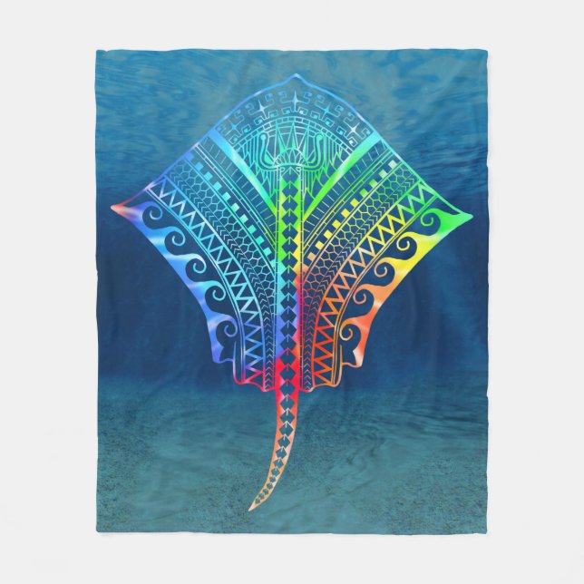 Couverture Polaire Cravate Dyed Tribal Stingray (Devant)
