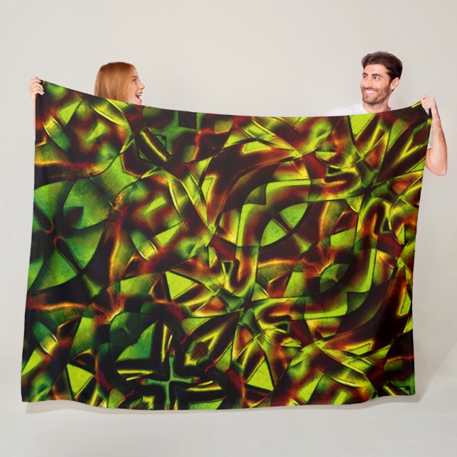 Couverture Polaire Cravates déformés de rubans verts brûlés (En situation)