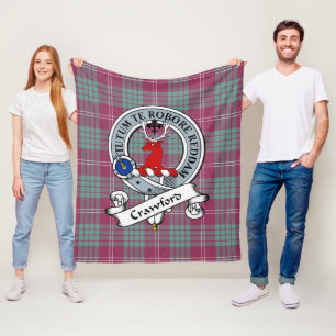 Couverture Polaire Crawford Ancien Clan Badge Tartan Plaid