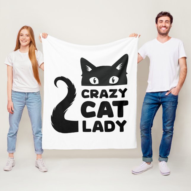 Couverture Polaire Crazy Cat Lady Fleece Blanche (En situation)