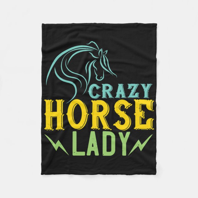 Couverture Polaire Crazy Horse Lady Horse Lover Femmes Horseback Ridi (Devant)