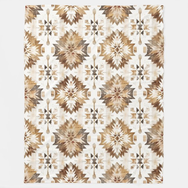Couverture Polaire Cream Brown Native Tribal (Devant)