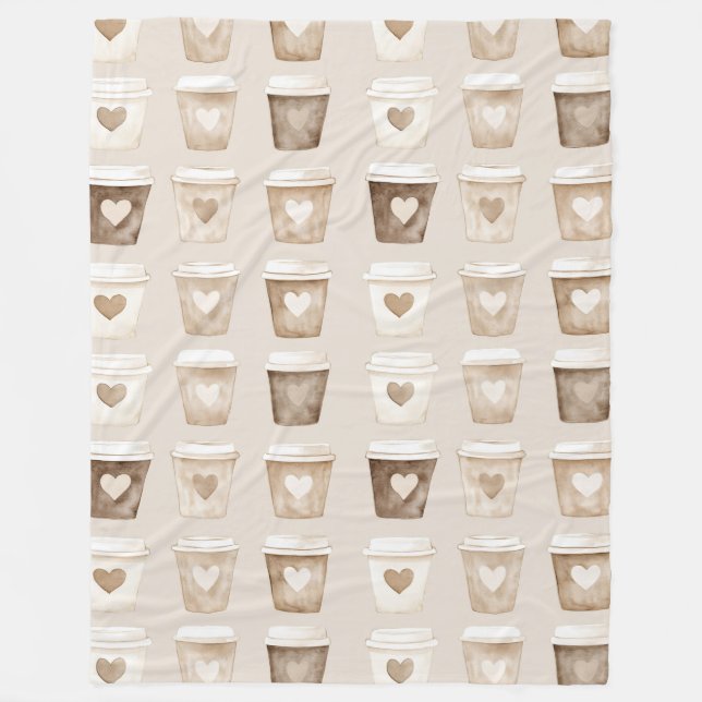 Couverture Polaire Cream Coffee Heart Cups (Devant)
