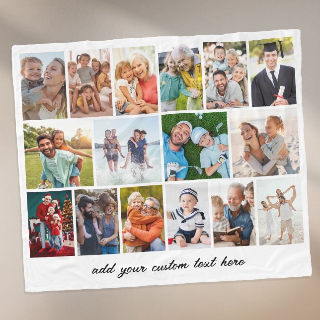 Couverture Polaire Create Your Own 16 Photo Collage White (Créateur téléchargé)