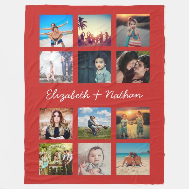 Couverture Polaire Create Your Own Custom 12 Photo Collage (Devant)