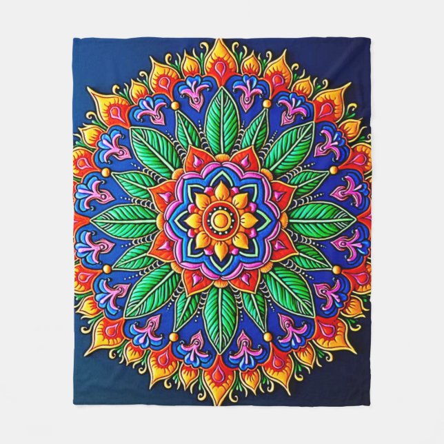 Couverture Polaire Création vibrante de mandalas (Devant)