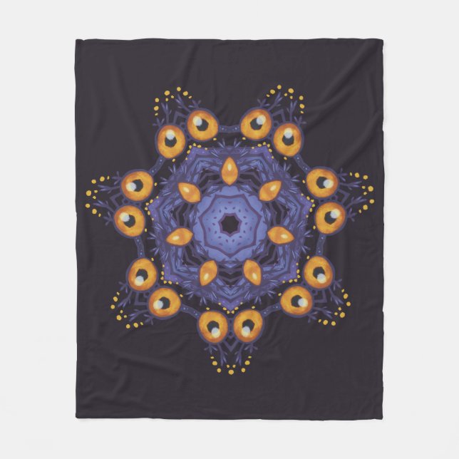 Couverture Polaire Créature mandala mignonne et effrayante pour l'art (Devant)
