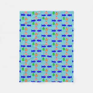 Couverture Polaire Créatures de la mer de Noël
