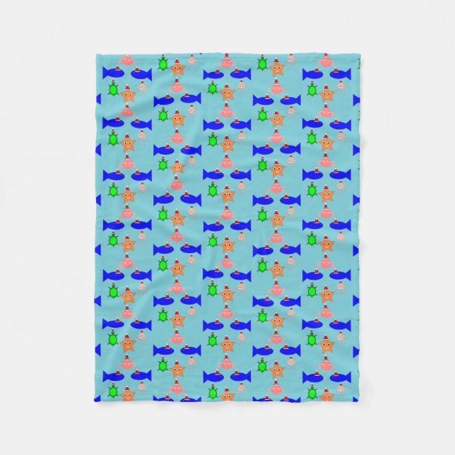 Couverture Polaire Créatures de la mer de Noël (Devant)