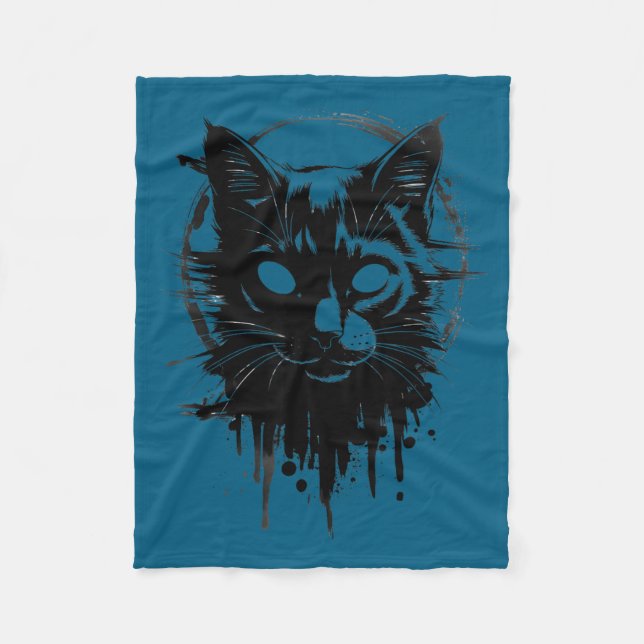 Couverture Polaire Creepy Cute Goth Cat Horror Kitty Sketch Alt Nge E (Devant)